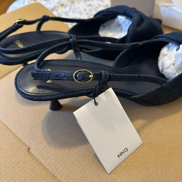 Mango Blue Heels with Decorative Bow - Picture 5 of 6